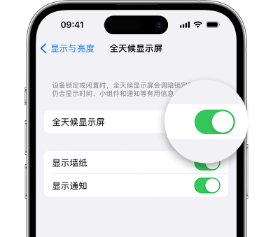 吉林苹果15预约维修分享iPhone15如何设置全天候显示屏幕可见 