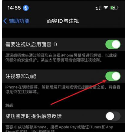 吉林苹果14维修网点分享iPhone14注视感知功能有什么用 